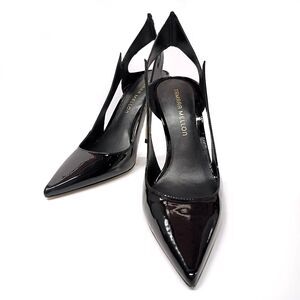 Tamara Mellon Black Patent Leather Cutout Slingback Stiletto heels EU 37.5 NWOT